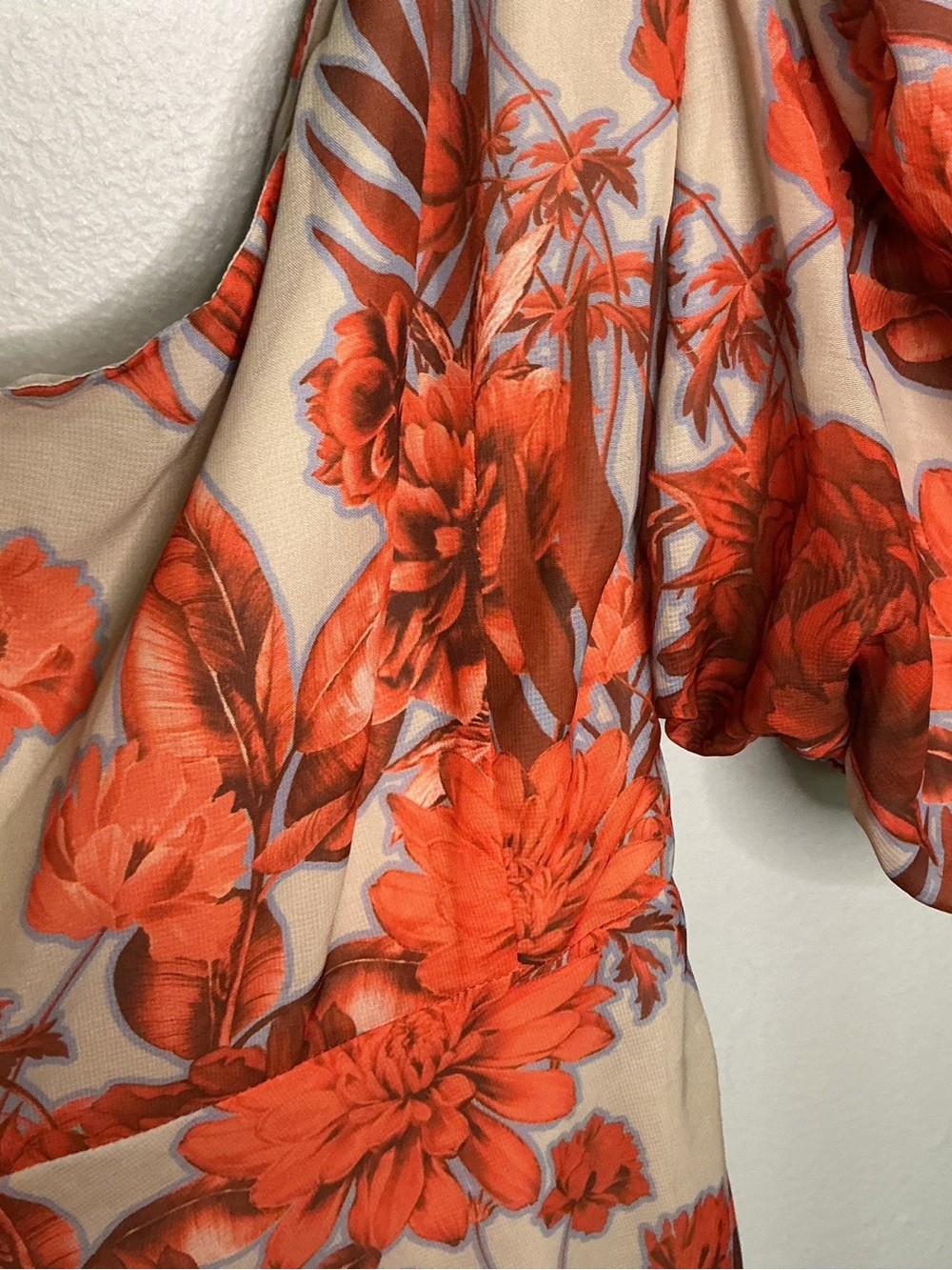 PrettyLittleThing Coral Floral One-Shoulder Ruched Maxi Dress NWT Size 4 - Picture 4 of 10